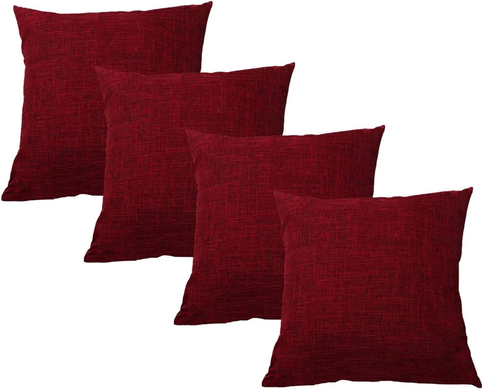 Set of 4 Cushion Covers 45x45cm Linen Throw Pillow Cover 18X18 Inch Decorative Square Pillowcase, with Invisible Zipper for Sofa Couch Bed, Car, Office