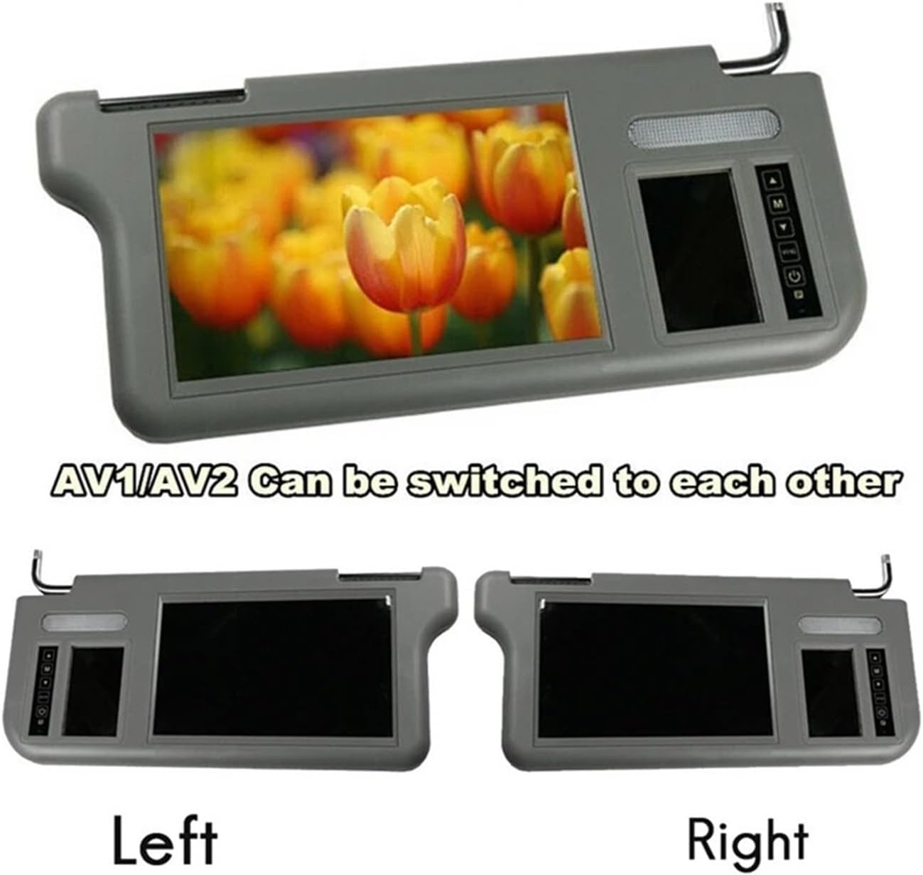 7 Inch Car Sunvisor Rear View Mirror LCD Monitor DVD/VCD/AV/TV Player Rear Camera(A Set)