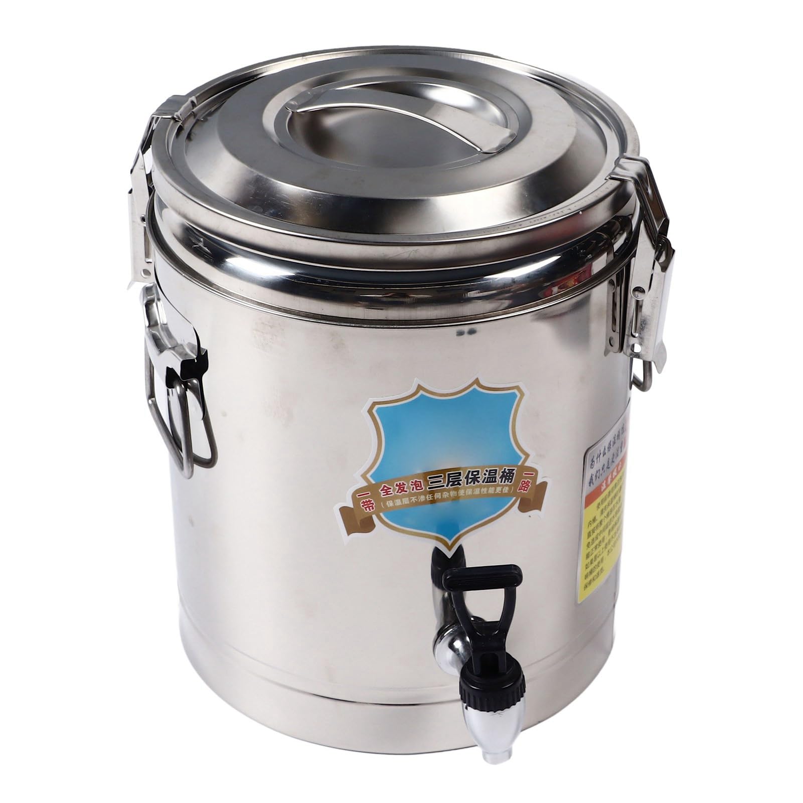 Generic Cubo de Sopa de Acero Inoxidable Aislado de 10 litros con Grifo Duradero para Restaurantes de Acero Inoxidable 304
