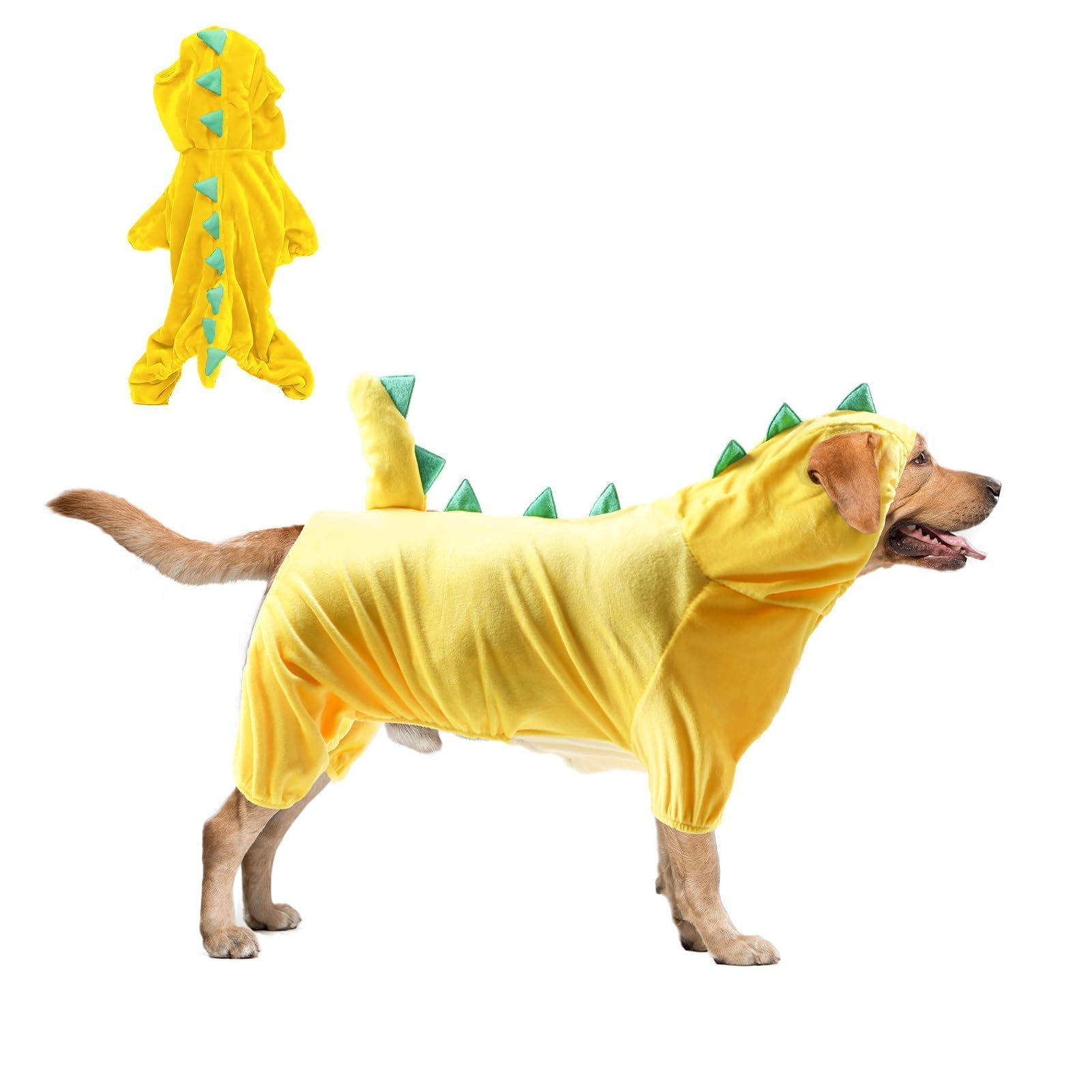 Hotumn Dinosaur Dog Halloween Costume Pet Dino Hoodie for Small Dogs (Large, Yellow)