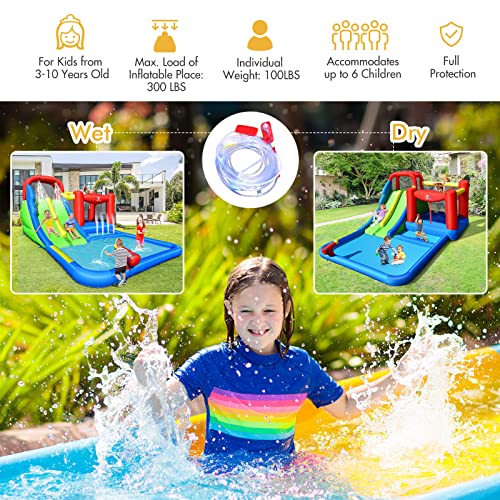 BOUNTECH Inflatable Water Slide, 7-in-1 Dual Slides Kids Water Park Jump Castle, Water Slides Inflatables for Outdoor w/Big Splash Pool, Water Cannon, Kids Backyard Party Water Slide Bounce House - Image 5