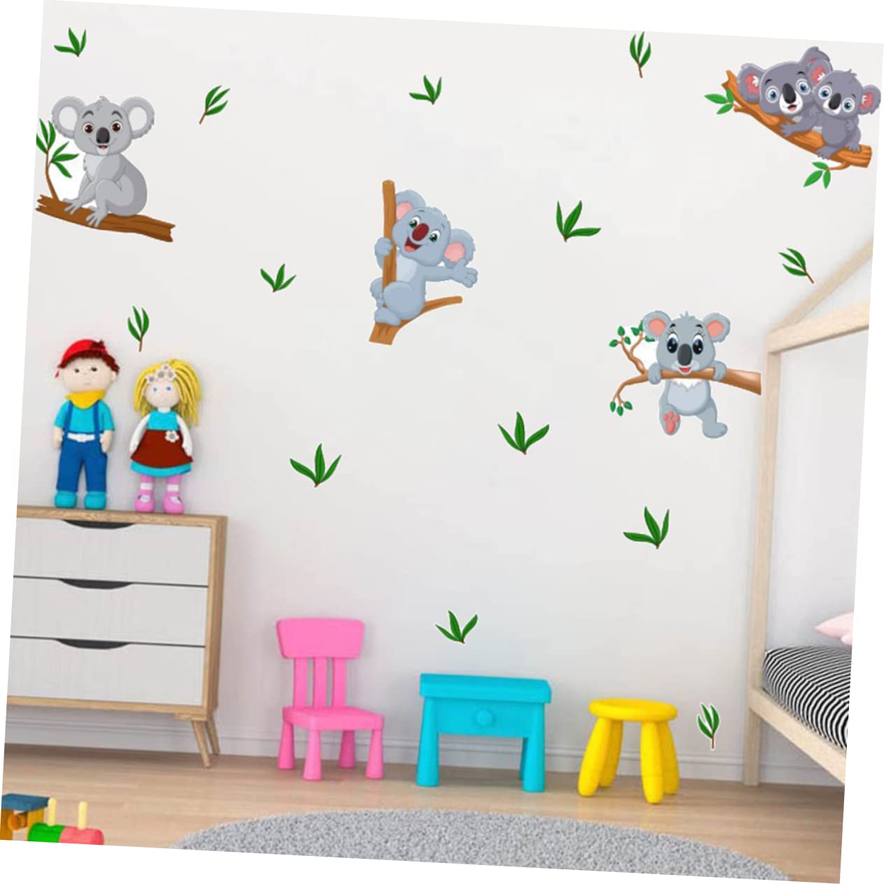 Tofficu 3 Hojas Póster Autoadhesivo de Animales Pared Infantil Ramas PVC Resistente y Lavable Decoración Habitaciones Guarderías