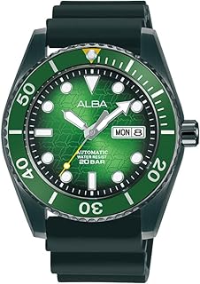 البا سوار سيليكون اسود للرجال من اكتيف بلون اخضر + اسود ومينا منقوشة AL4439X