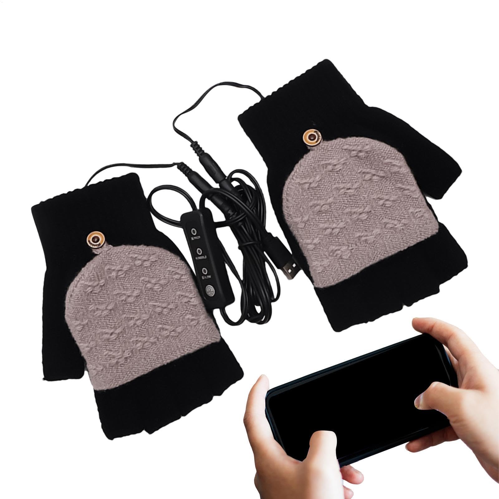 ZH1YFD Podgrzewane rękawiczki USB-Podgrzewane rękawiczki z półpalcem-ogrzewacze do rąk Rękawiczki do ogrzewania dłoni dla przyjaciół rodziny, współpracowników piszących na klawiaturze