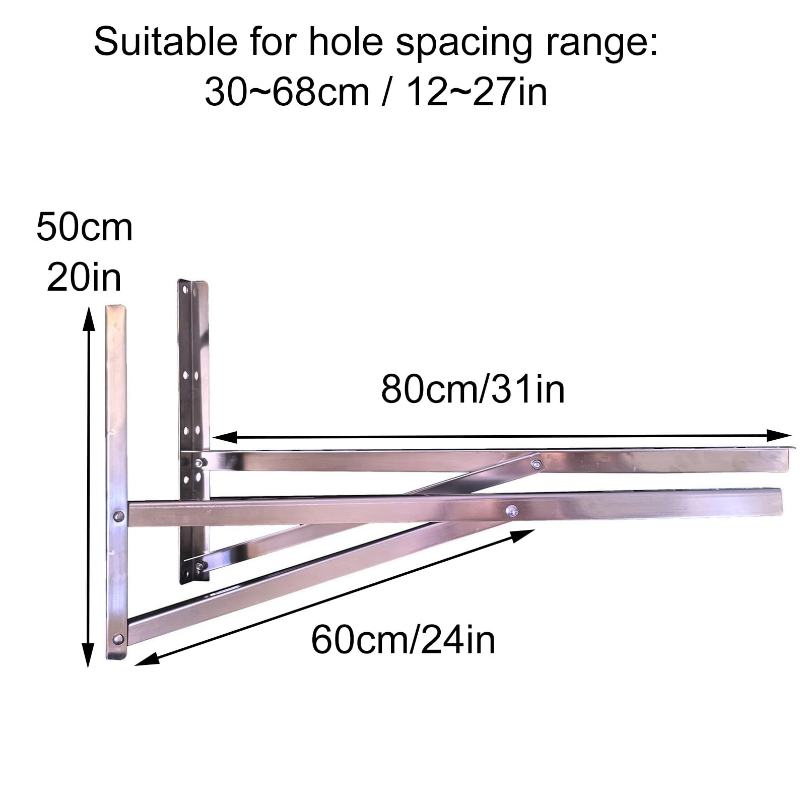 Soporte de Pared Universal de Acero Inoxidable para Aire Acondicionado, Apto para Sistemas de Aire Acondicionado Split, con espaciado Ajustable (80x50 cm/31x20 Pulgadas), Soporte para Unidad