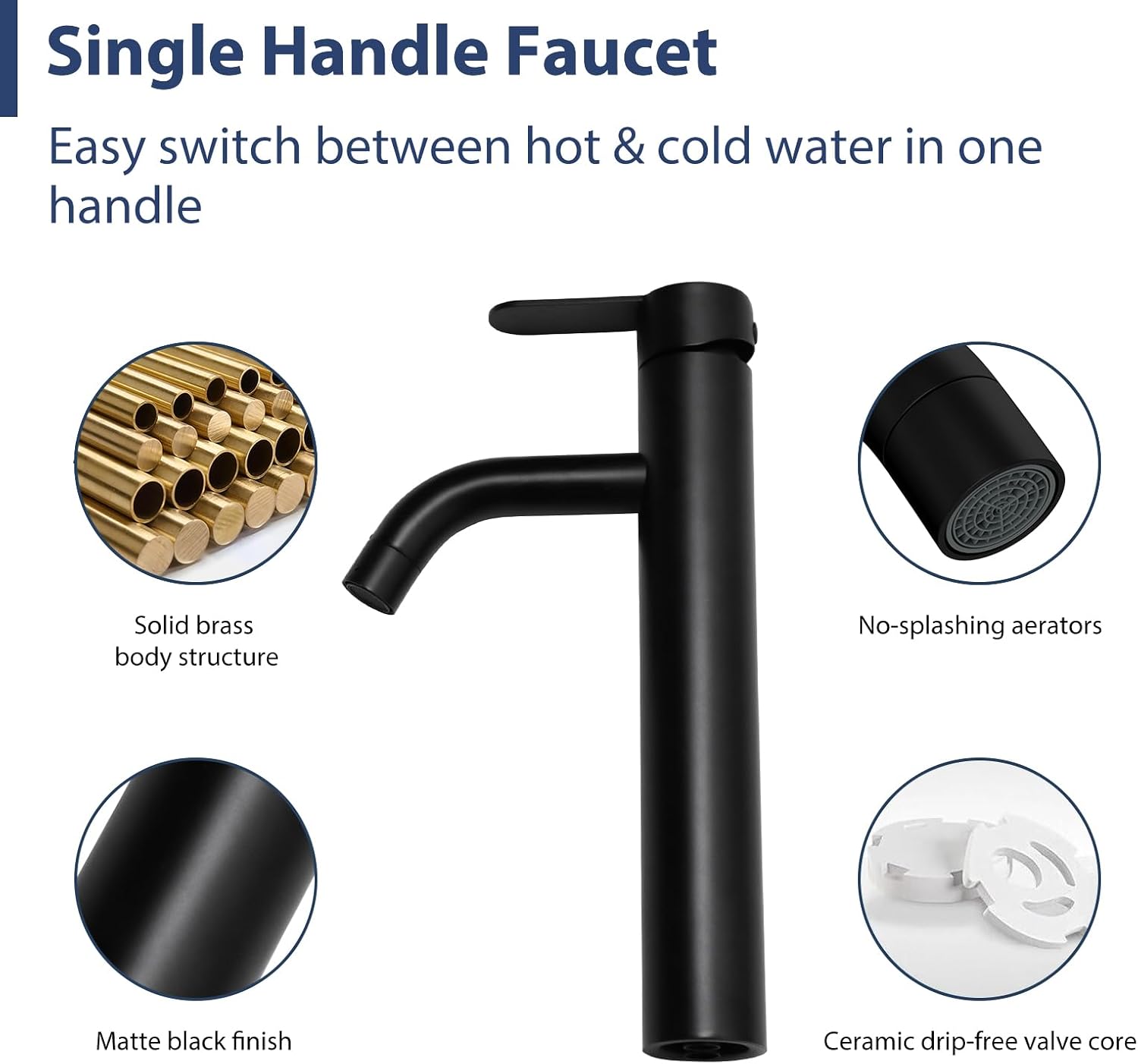 Mocoloo Rectangle Glass Vessel Sink, 18x14 Inch Bathroom Sink Black Tempered Glass Bathroom Vanity Sink with Black Faucet Pop-Up Drain Above Counter Basin Bowl for bathroom