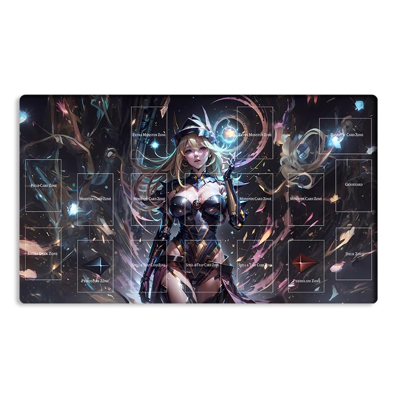 New Mlikemat Playmat Dark Magician Girl, TCG CCG OCG Trading Card Play Mat with Zones + Free Bag (ZD039-551-A)