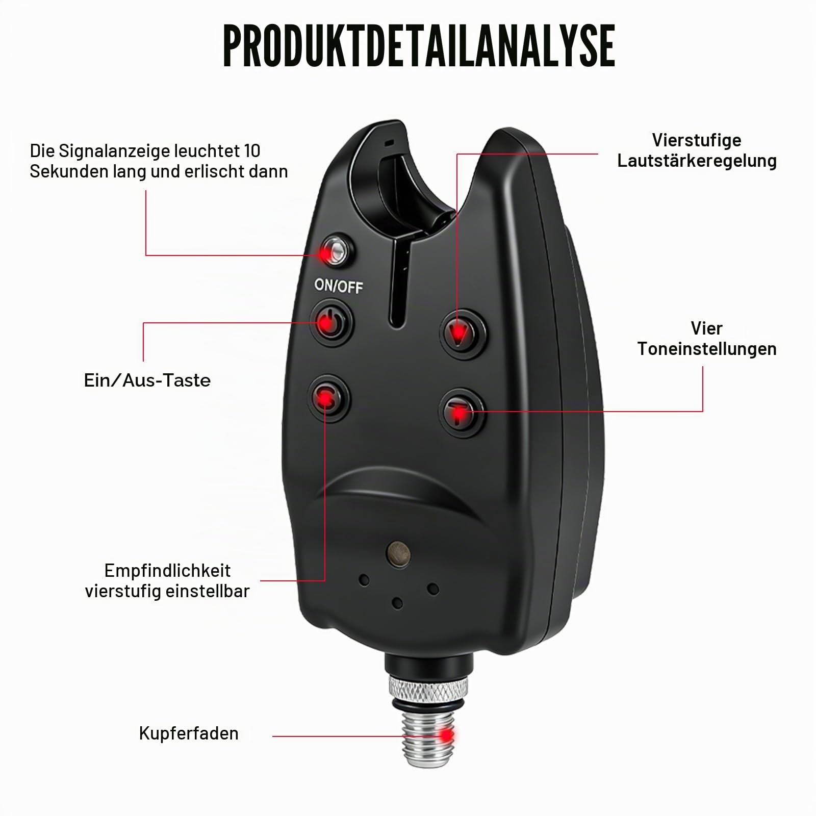 3 Stück Drahtloses Karpfenangeln Bissanzeiger und LED Swinger Set, LED-Lichtfischerei-Alarmanzeigen Angelzubehör Bissanzeiger mit Funk, für Nacht- und Mehrrutenangeln