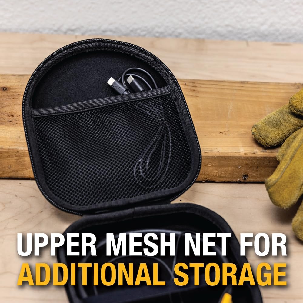 DEWALT Heavy Duty Protective Headphone Case for Pro Max Neckband, Compact Lightweight w/EVA Earphone Hard Shell Case, Headset Travel Carry Shockproof, Water-Resistant, Soft Interior & Accessory Pocket - Image 5