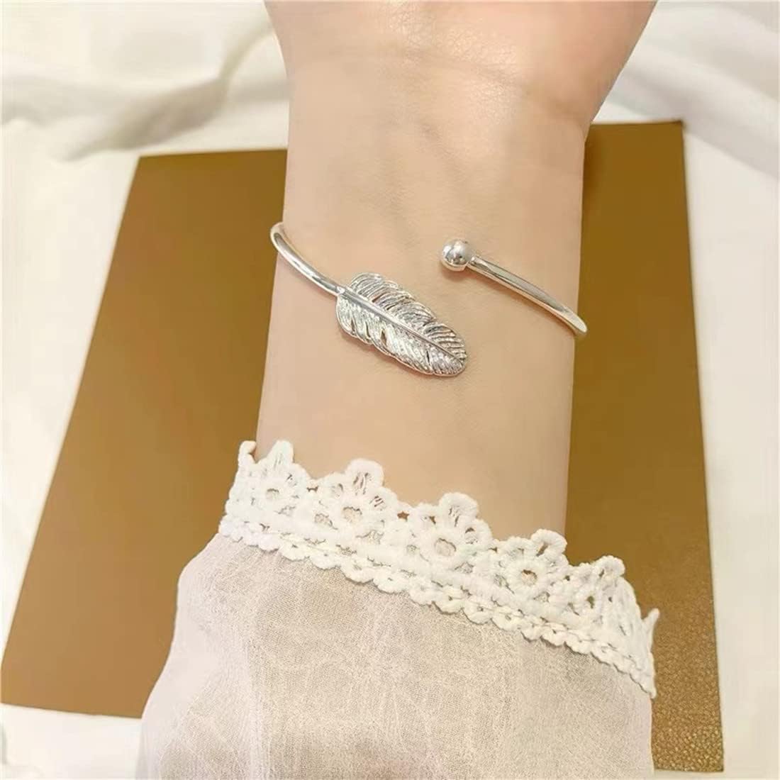 Sterling Silver Bangle Bracelets for Women,Fashion Jewelry Simple Adjustable 925 Silver Cuff Bangles for Women Mom Wife Valentine Mothers Day Gift - Image 5