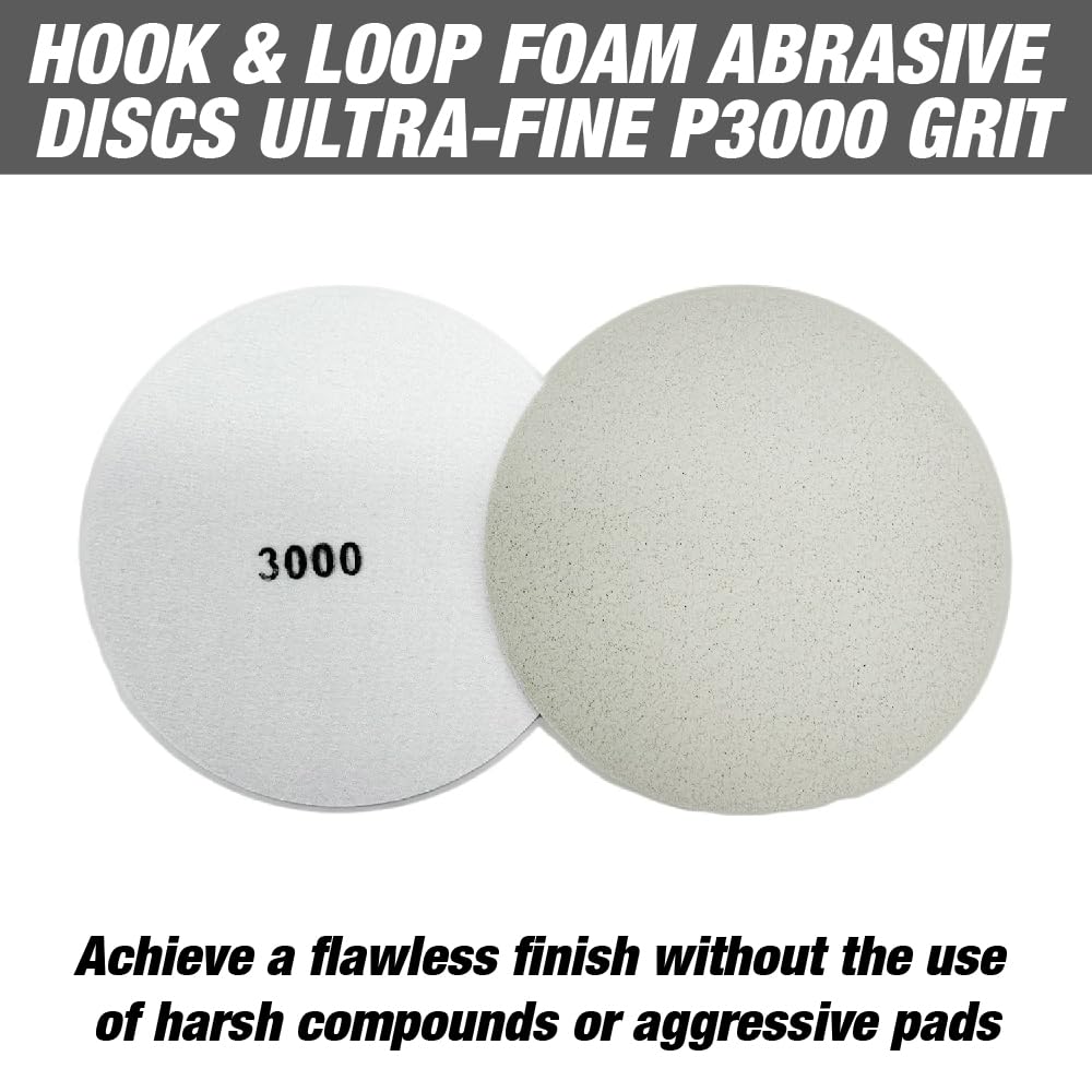 6" Fine Finishing Pad for Automotive Paint Polishing, Headlight Restoration & Clear Coat Repair, Hook & Loop Sander Pad for Professional Detailing & Workshop (P3000) 1670