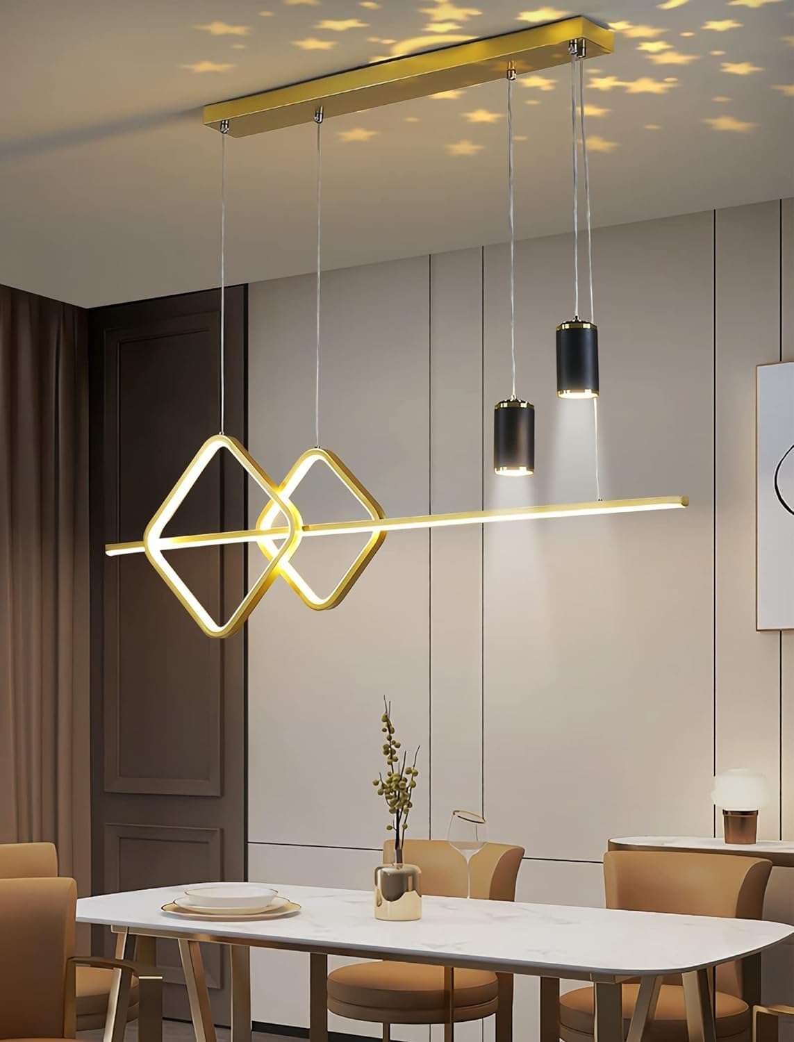 Wisząca lampa LED do jadalni, stołowa, żyrandol, 3-kolorowy ściemniacz, regulacja wysokości, lampa wisząca Sky do biura, jadalni, gabinetu, salonu, lampy kuchenne