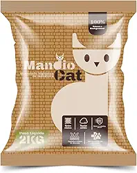Areia Higiênica Biodegradavel Mandioca para Gatos Mndiocat 2kg Extra Fina