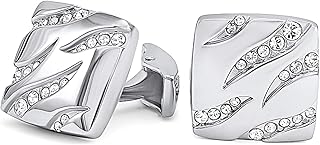 mahi Rhodium Plated Squarish Cufflinks with Crystals (PACL1100528PR)-picture-50