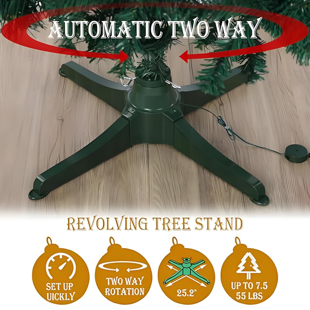 Soporte Giratorio de 360° para árbol de Navidad, Soporte de Base de árbol Giratorio eléctrico, Soporte Ajustable para árbol de Vacaciones Artificial, para árboles de hasta 7.5 pies y 80 Libras 80cm
