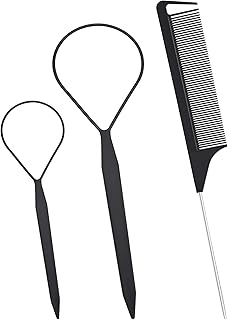 Qancekoo 3 PCS Hair Styling Tool Set Topsy Tail Hair Tools with 2 PCS Hair Braid Tools and 1 PCS Tail Comb (Black)
