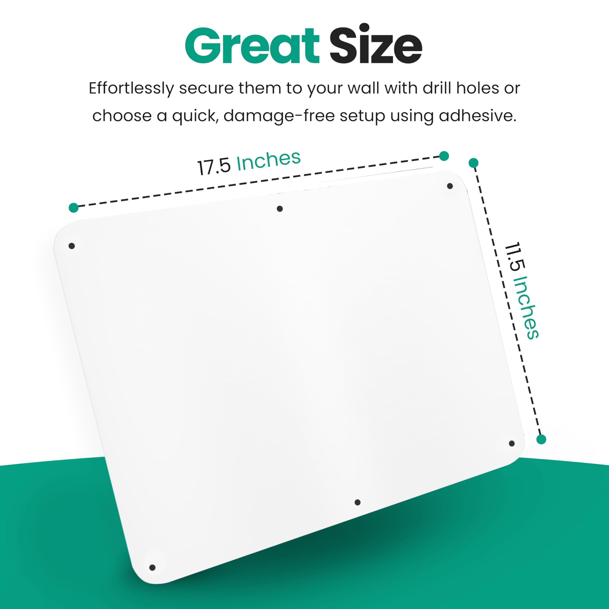 17.5inchX11.5inch Large Stainless Steel Plate for Magnets, 3M Adhesive Back, Mounting Screws, Ideal for Magnetic Shelf, Spice Holders, Fridge Magnets. Mount Anywhere! (White, 1 Pack)