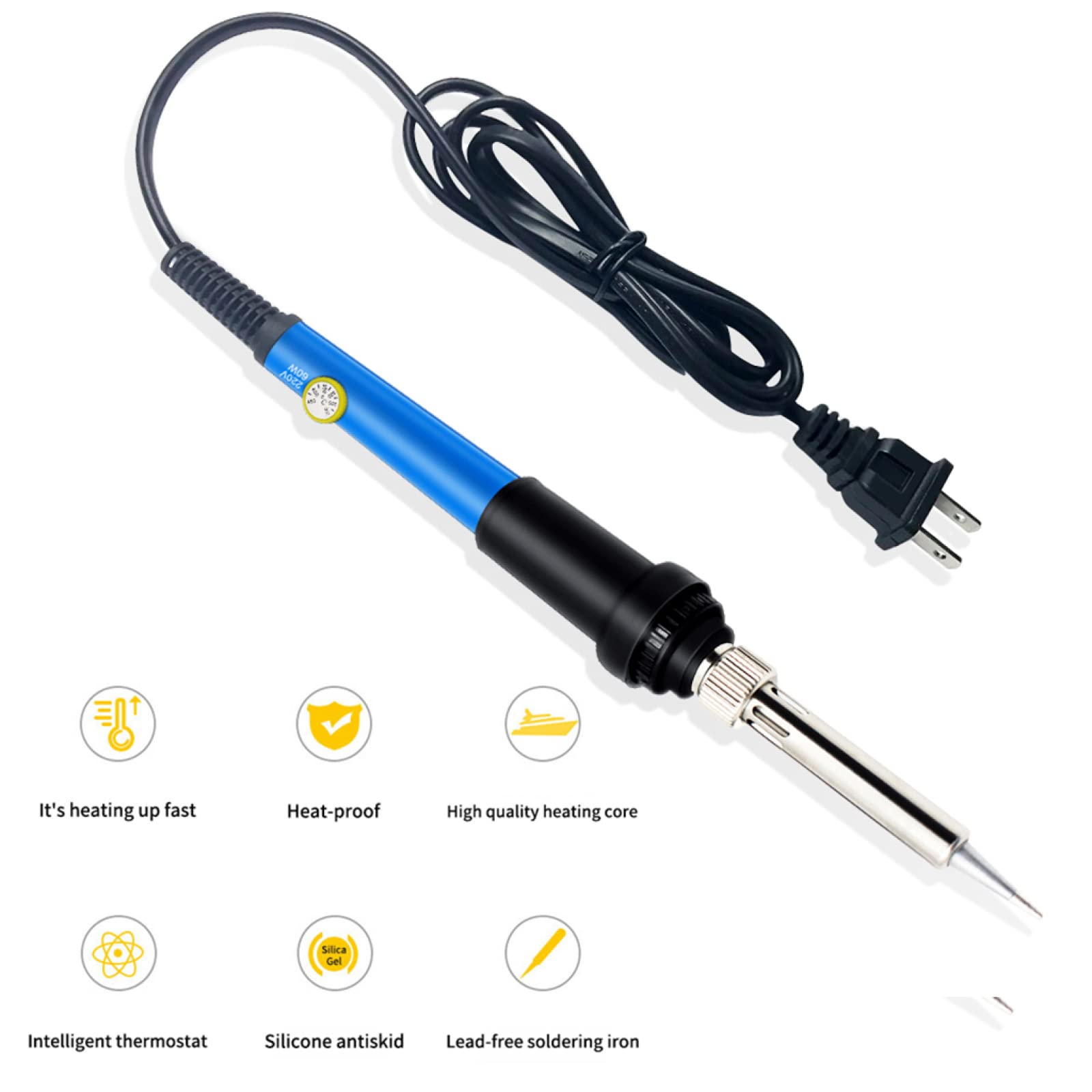 Kit De Soldador Eléctrico De Temperatura Ajustable De 60 W, Herramienta De Reparación De Soldadura Portátil, Puntas De Pistola De Soldar, Alambre De Soldadura, Esponja, Soporte para Soldador