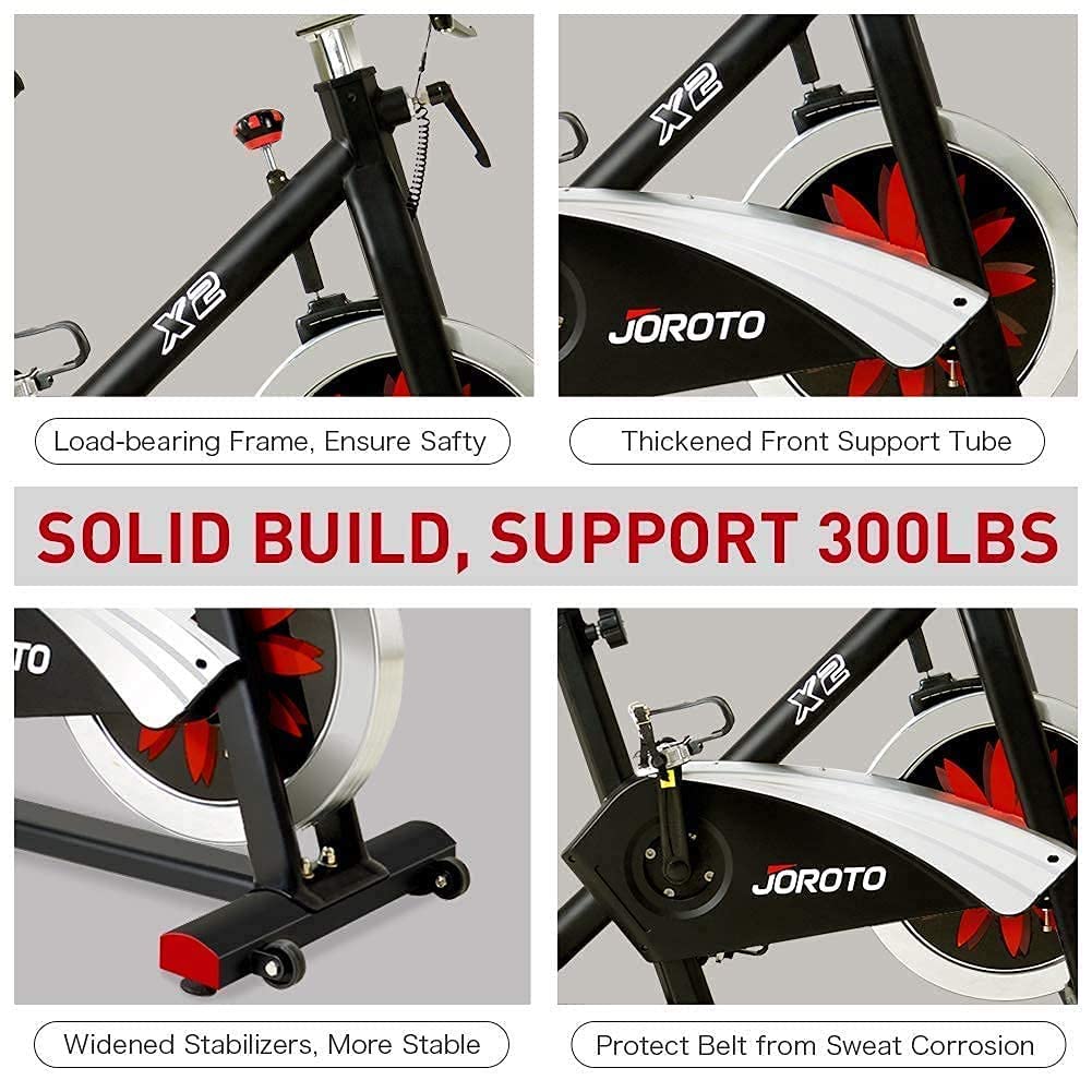 JOROTO X2 Exercise Bike with SPD Pedals Resistance Belt Drive