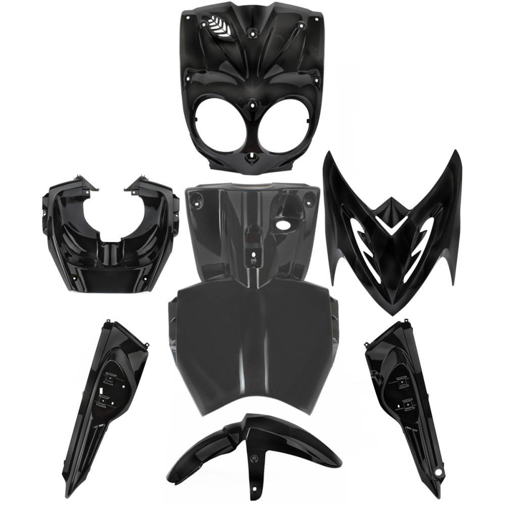 Kit carénage TNT noir brillant scooter MBK 50 Stunt après 2004 Neuf 7 pièces