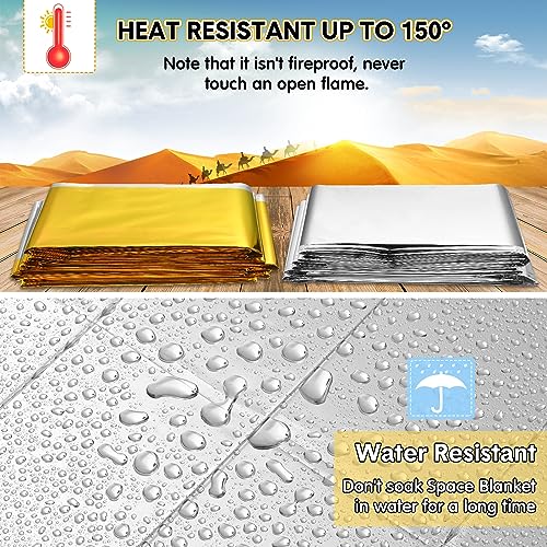 Copkim 100 Pack Emergency Foil Thermal Blanket Bulk 83 x 55'' Waterproof Space Blanket First Aid Survival Blanket for Outdoors, Camping, Hiking, Homeless, First Aid, 50 Pc Silver 50 Pc Gold Silver - Image 6