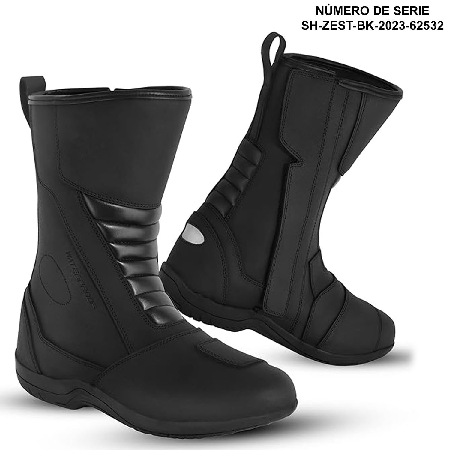 Motorradstiefel für Herren, CE-geprüft (EN13634:2017), Lederschuhe, Motorradschuhe