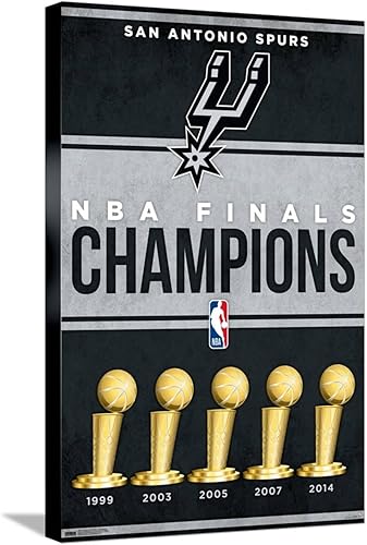 Trends International NBA San Antonio Spurs - Póster de pared de Champions 23, 14.72 x 22.37 pulgadas, lienzo estirado