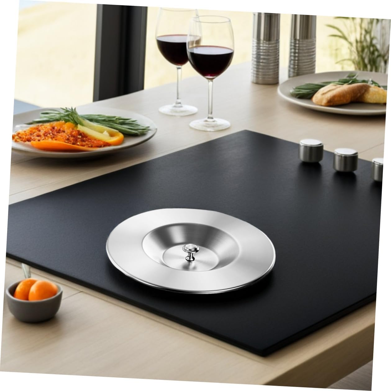 Stainless Steel Recessed Trash Can Lid round Handle Embedded Countertop Trash Grommet for Kitchen and Commercial Waste Bins 304 Stainless Steel Cover