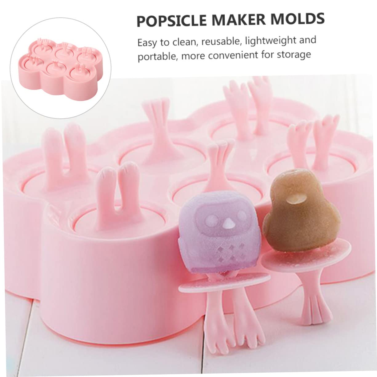 Moules à Glace en Silicone, Lot de 4 Sets de Sets, Forme Animal