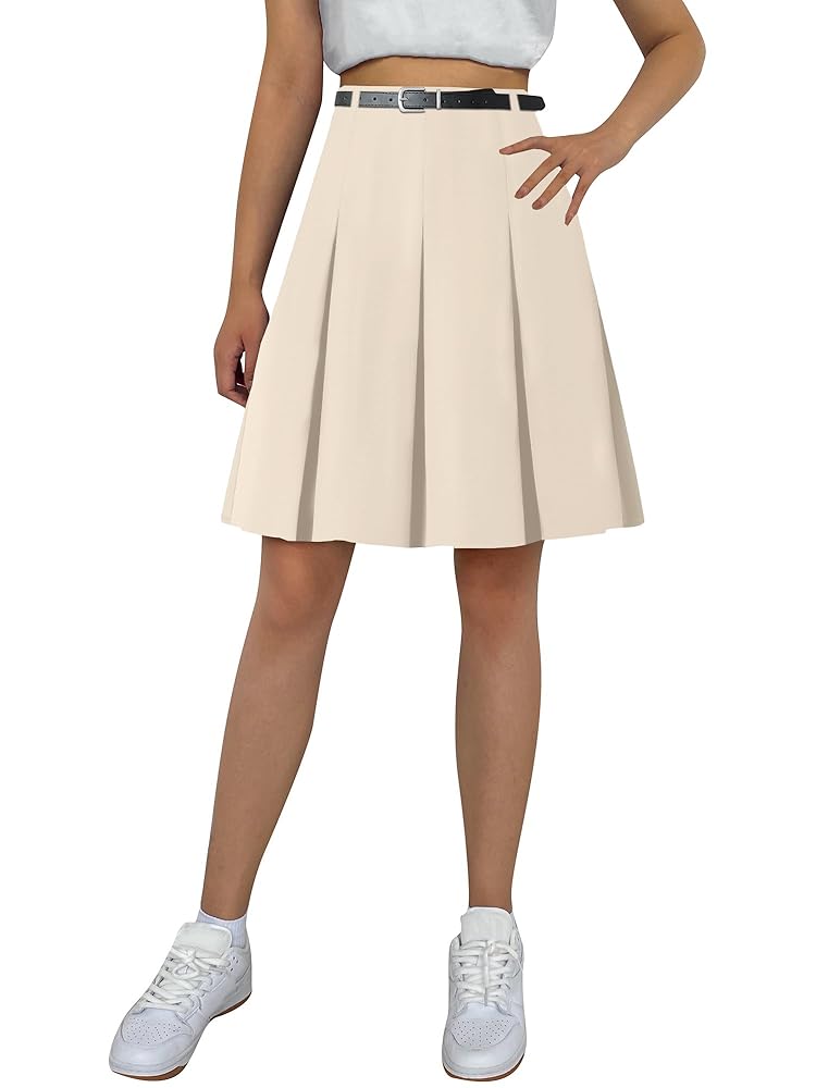 Amazon.com: Cromoncent Women Knee Length Pleated Skirt