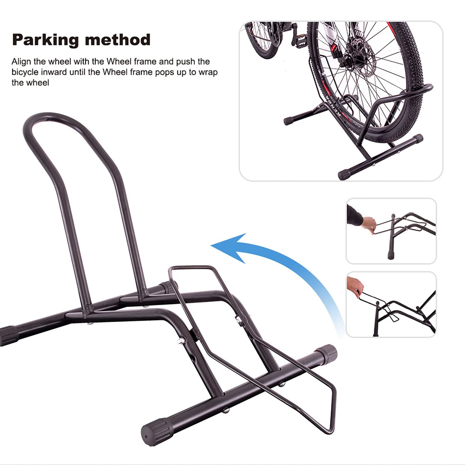 MEGHNA Fahrradständer Professional Boden Freistehender Ständer Halter Montages Fahrradpark Ständer für Mountainbike Rennrad MTB Schwarz