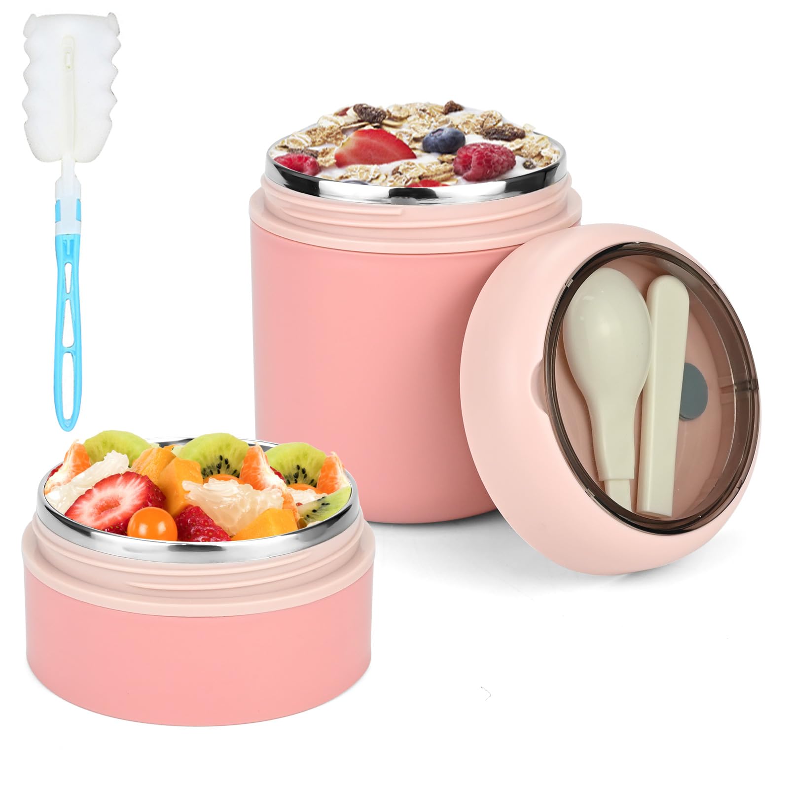 Tazza Porta Yogurt Acciaio Inox 710ml Con Cucchiaio - Doppio Scomparto Per Cereali E Latte - Foto 7