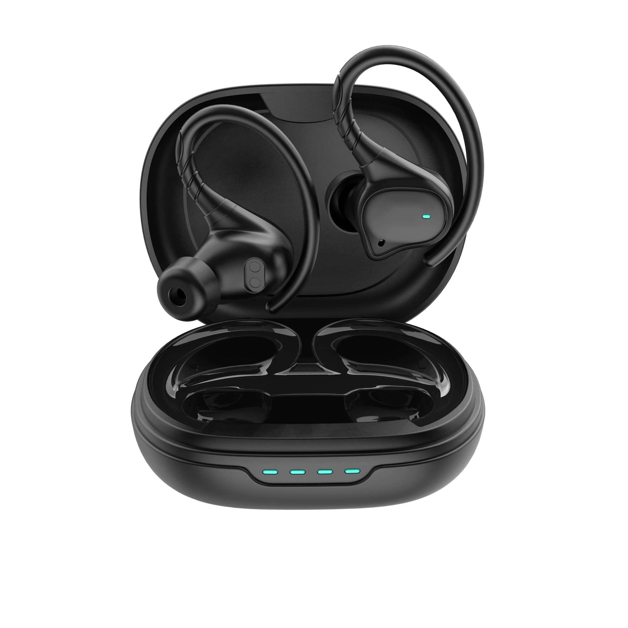 ObbugWireless Bluetooth Earphone Over-Ear Hooks with Mic for Clear Calls IPX7 Waterproof Running Headphones Light Weight Touch Control Earbuds for Small Ear for Sports Driver Running Workout