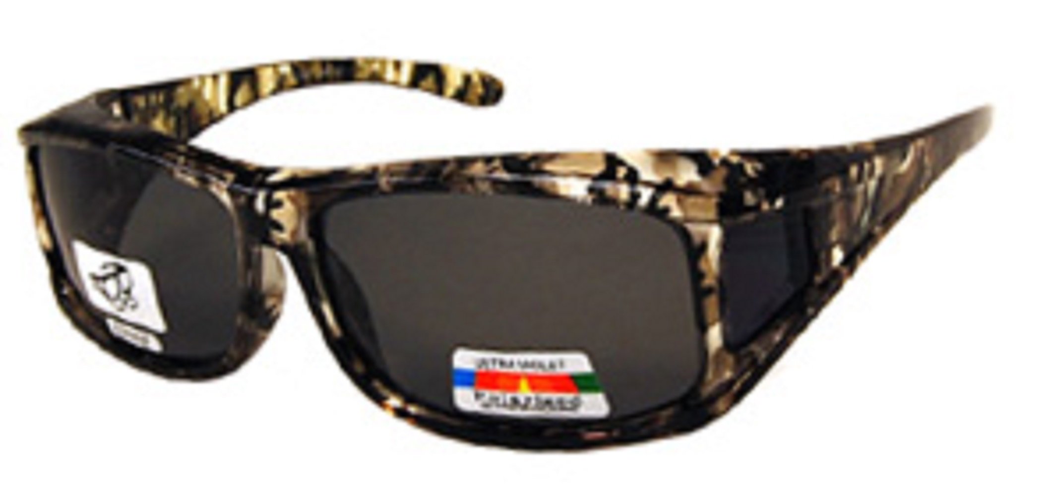 Unisex Camouflage Sun Shield Fit Over Sunglasses in Light Green Camo