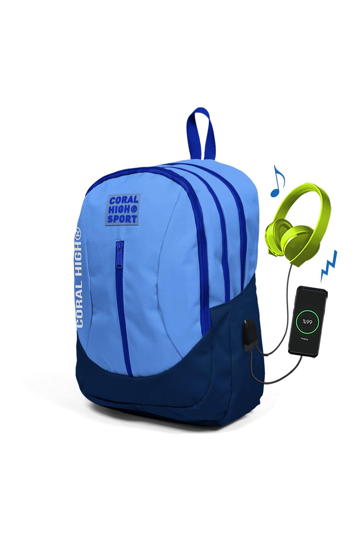 Coral High Sport Sırt Çanta (Usb ve Aux Soketli)