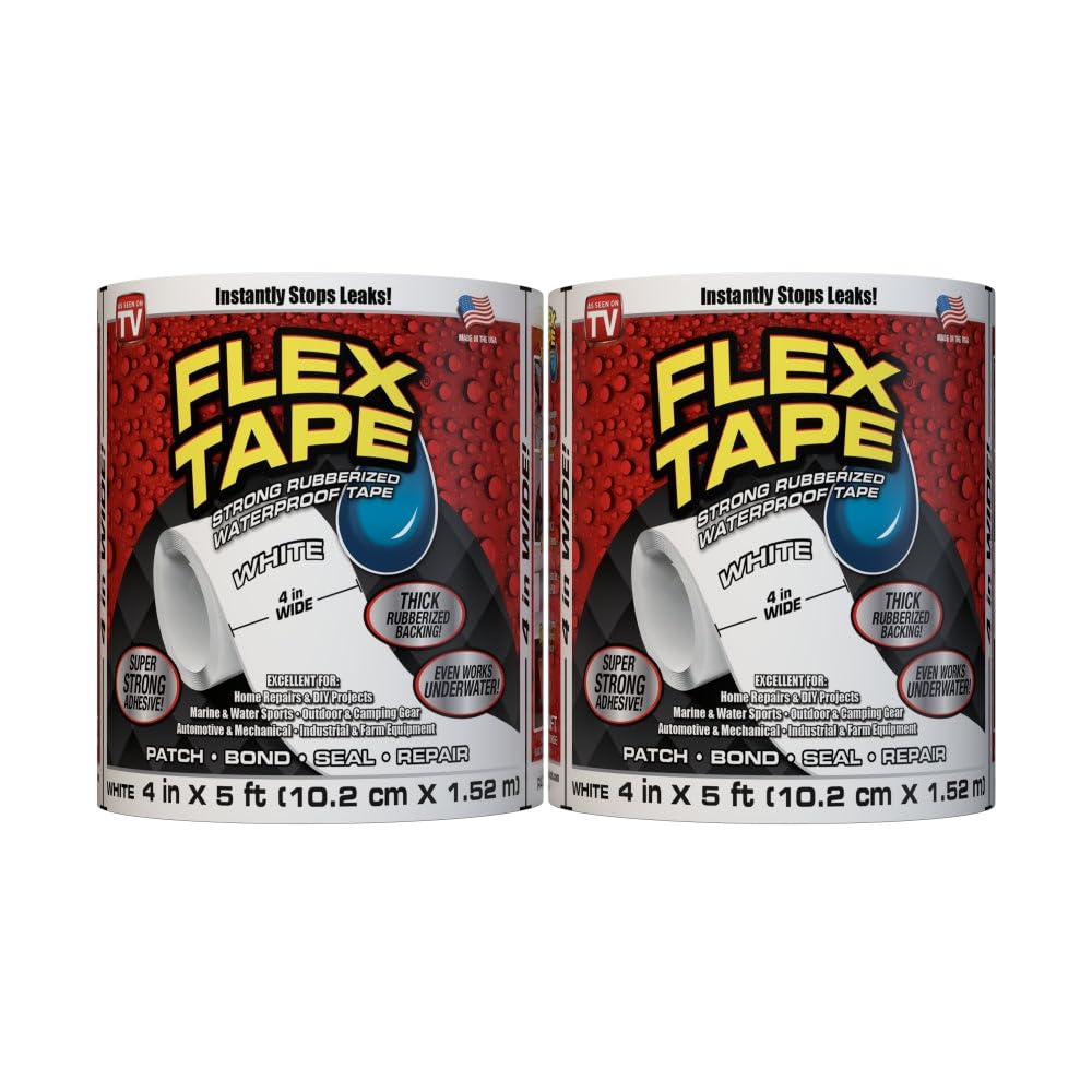 Dlife Flex Tape White 4" x 5' / 2 PACK