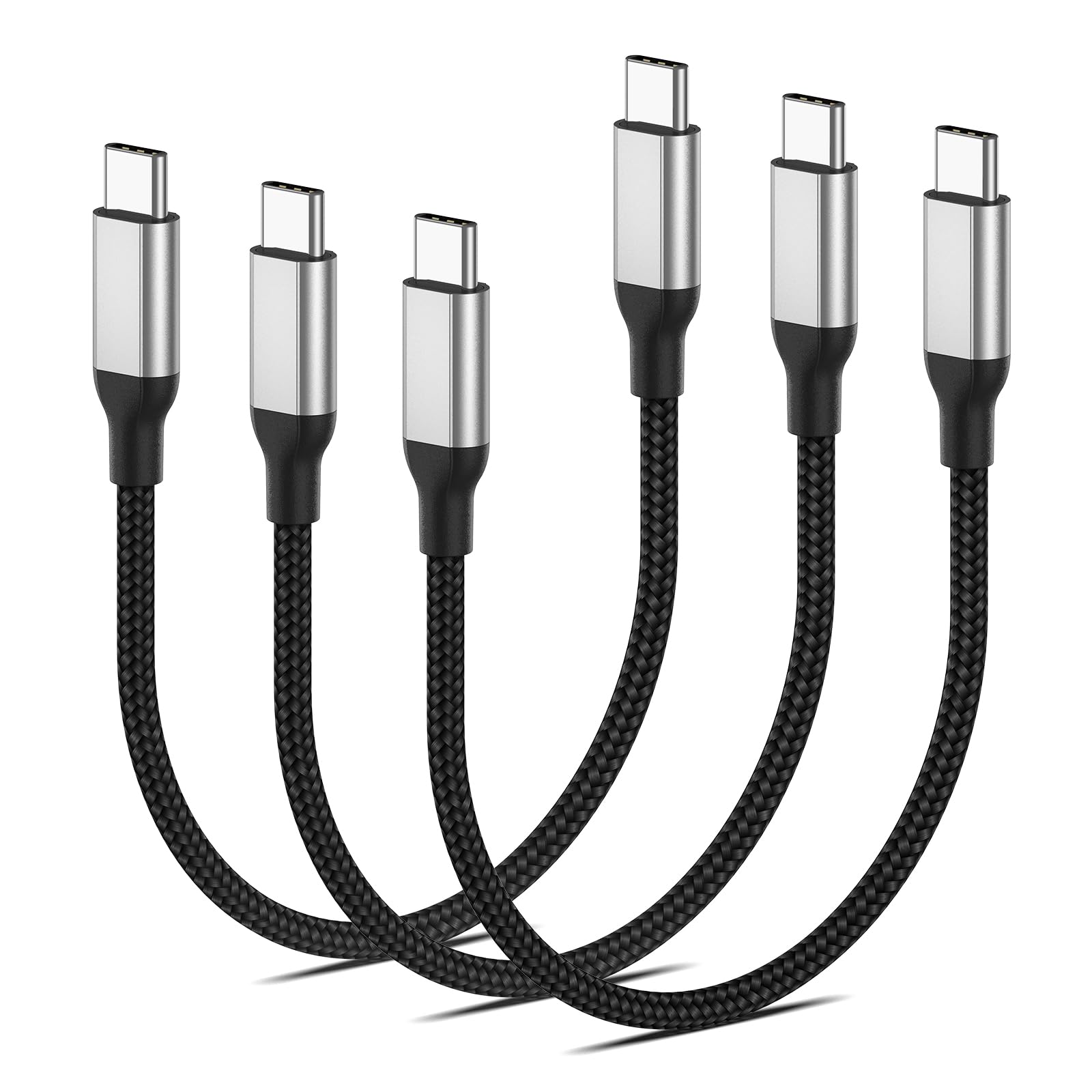 USB C auf USB C Kabel Kurz 20cm, 3 Stück PD 60W Ladekabel USB C Schnellladekabel und Datenkabel Nylon Typ c Ladekabel für iPhone 15/15 Pro/15 Pro Max Samsung Galaxy Huawei -USB 2.0