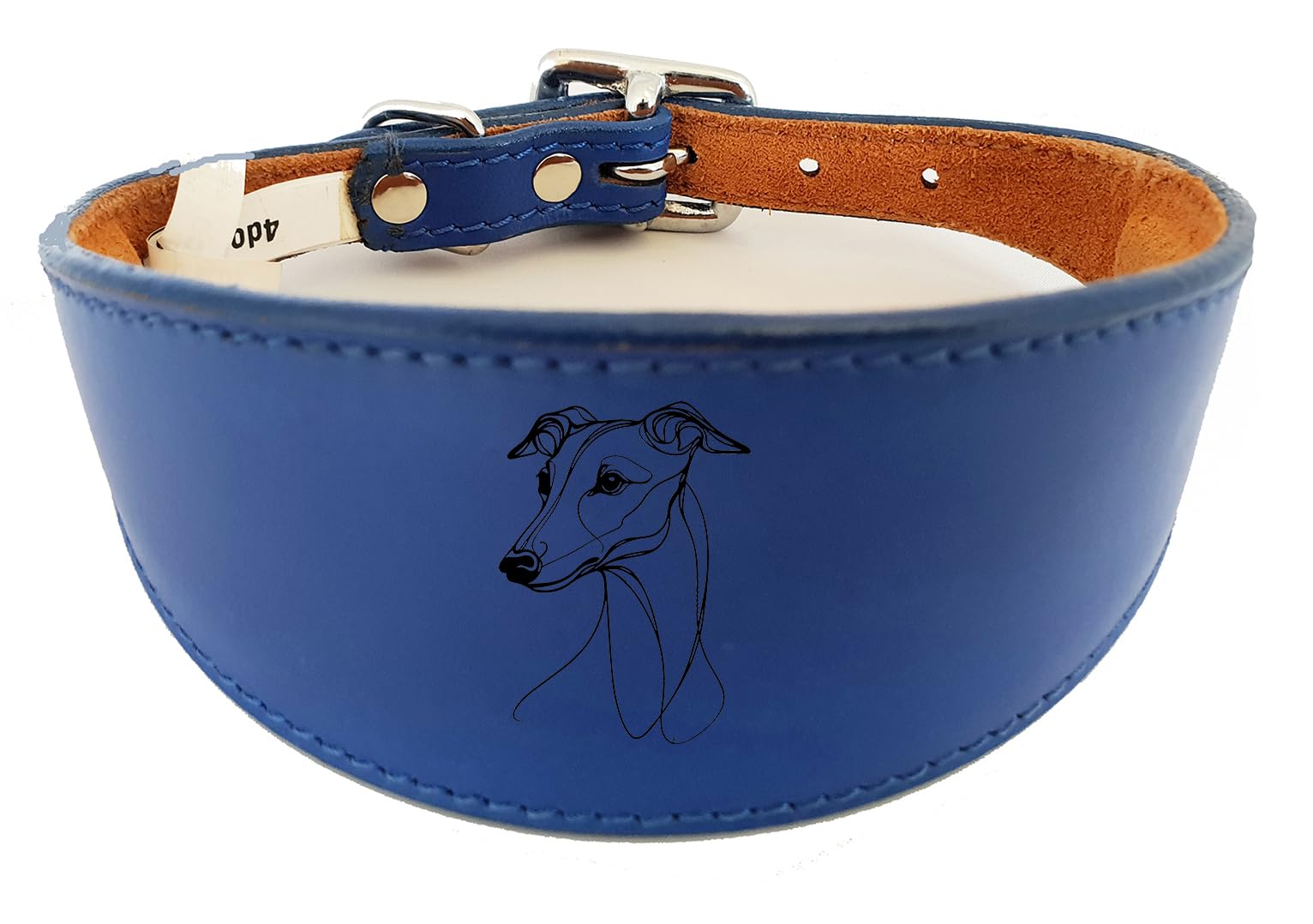 Wide Sighthound Leather Collar, Padded, Handmade for Iggy, Whippet and Greyhound NL21
