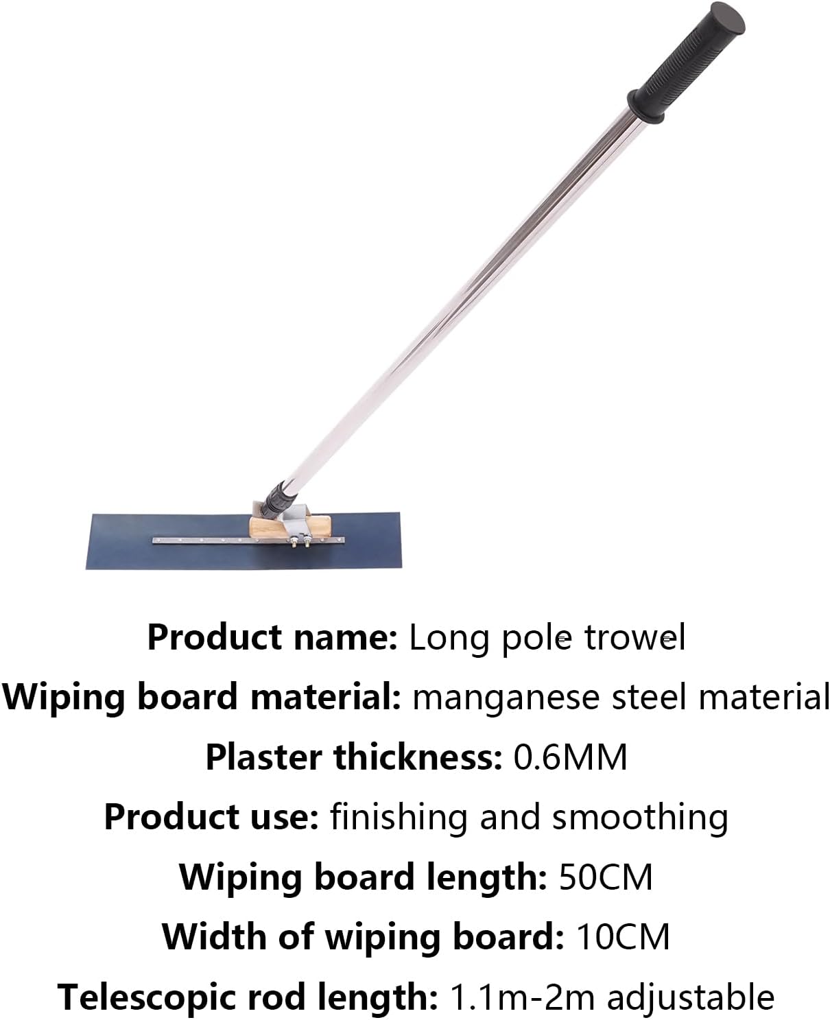 Bull Float Concrete Float, Concrete Finishing Shoes, 19.69 x 3.94in Cement Surface Smoothing Tool w/Concrete Finishing Shoes Large Trowel Concrete Kit Handle Cement Tools Concrete Kit
