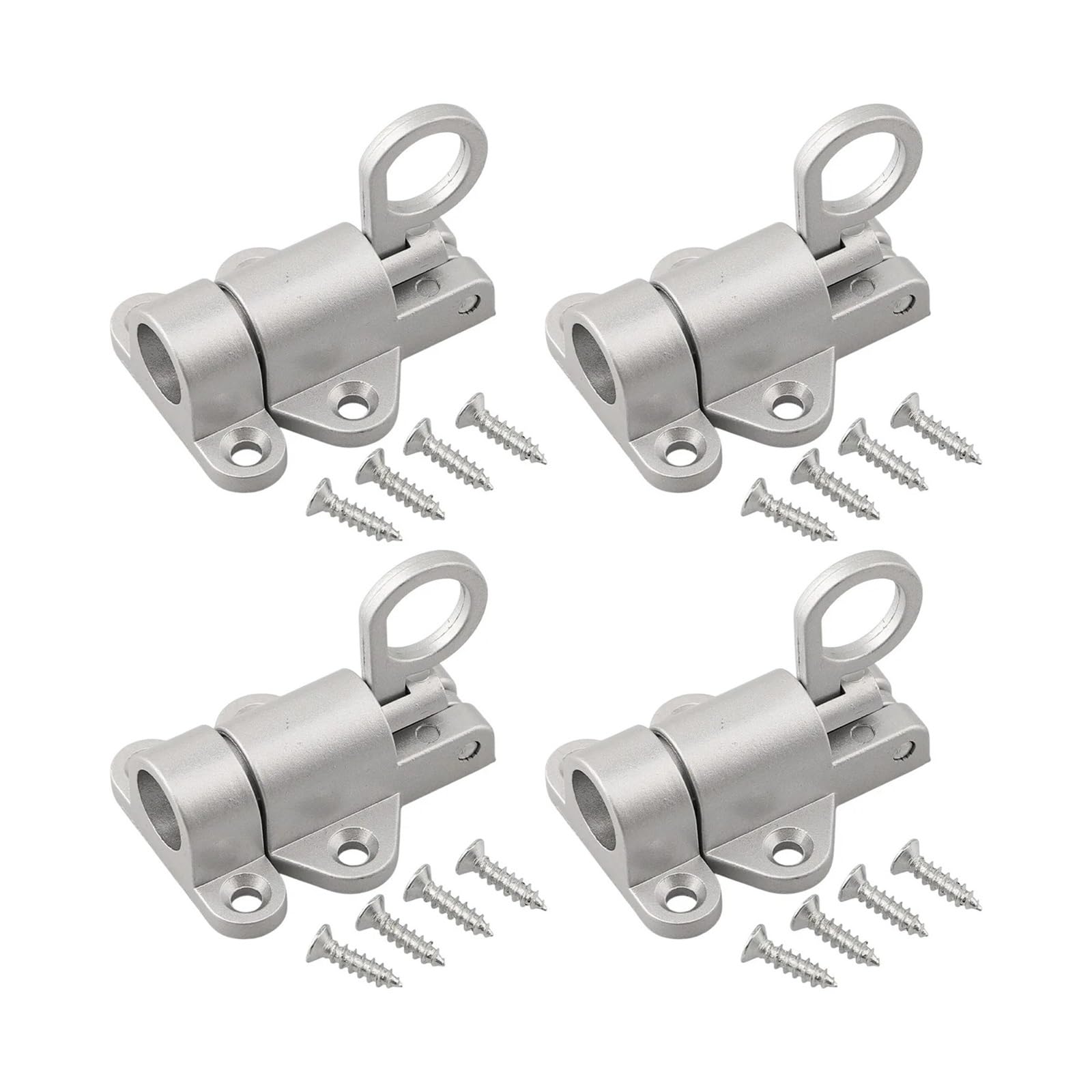 Eowstar White 4Pcs Automatic Spring Door Latches, Push Bolt Sliding Locks For Gate