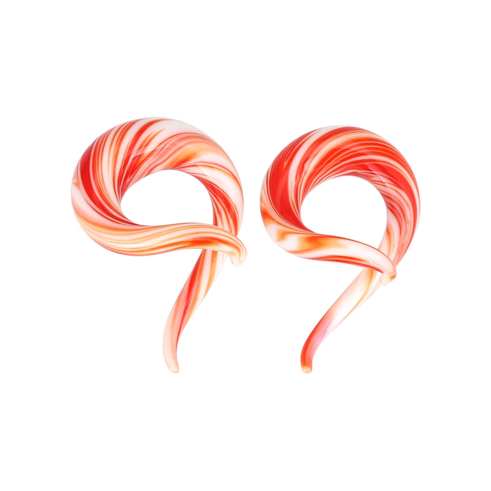 Stuppendux 2Pcs Ear Glass Spiral Tapers Plugs Tunnels Expander Hanger Gauges Earrings Stretching Body Piercings Jewelry: Style D 00G(10MM)