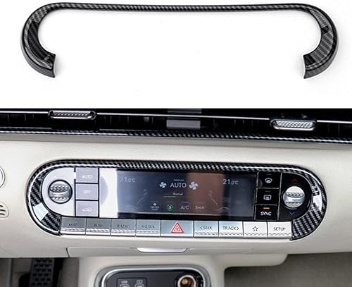 Cnaurda Cubierta de panel de aire acondicionado para consola central de automóvil, estilo fibra de carbono, interruptor de CA central, marco de