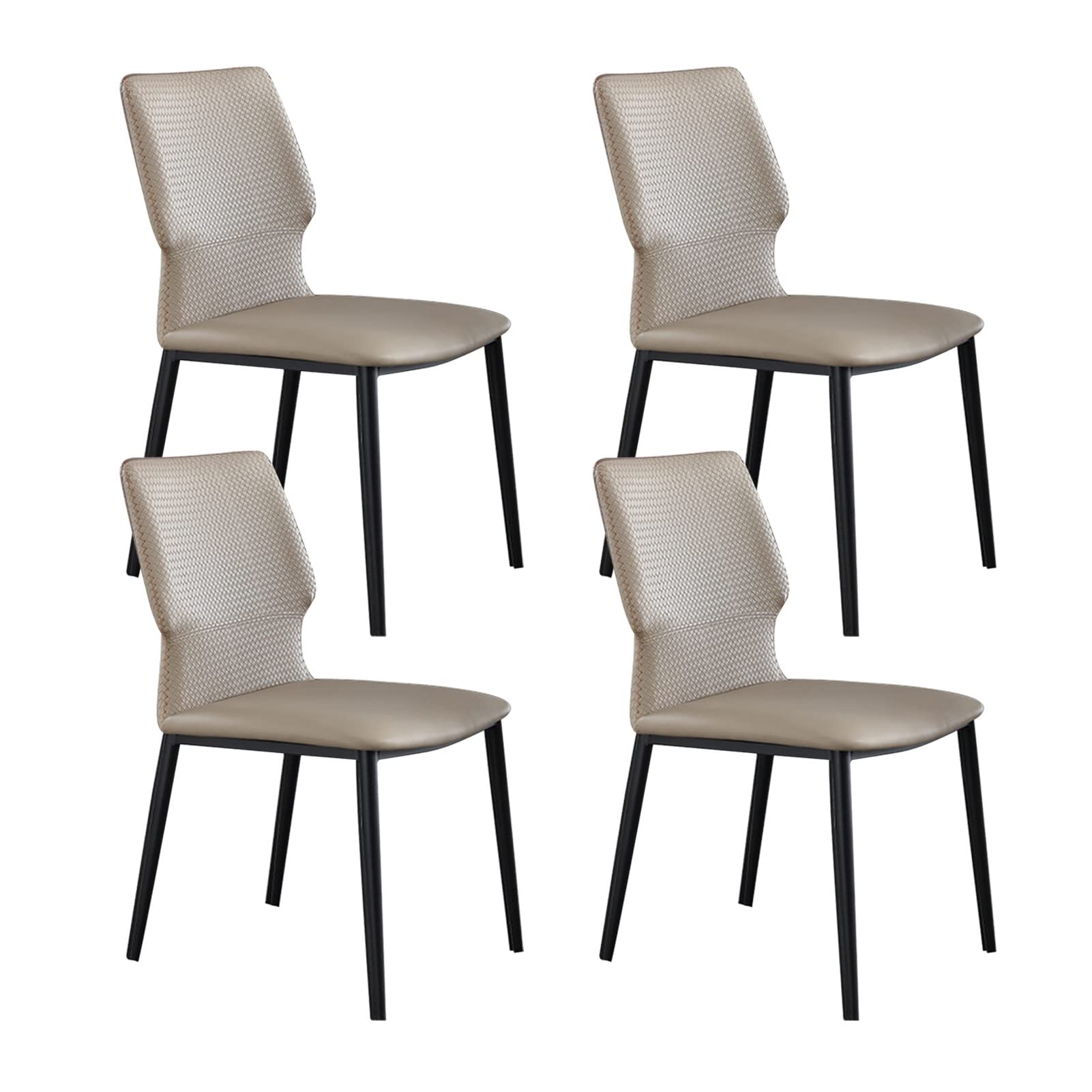 SJIALEN Dining Chairs Set of 4, Leather Backrest Household Chairs Living Room Chairs Hotel Balcony Office Upholstered Chairs Kitchen Chair (Color : Beige, Size : 48x52x85cm)