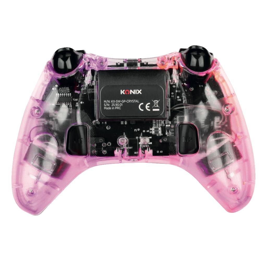Konix Controller wireless Crystal Switch, Switch OLED, PC e PS4 - Autonomia 10 h - Bluetooth 5.0 EDR - Vibrazione - Illuminazione LED RGB regolabile