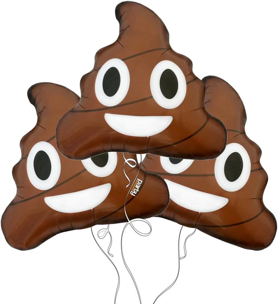 Poop Emoji Mylar Balloon 3pk