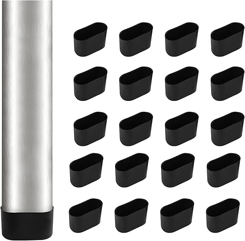 Protectores ovalados para patas de muebles de 1.57 x 0.79 pulgadas, paquete de 24 tapas negras para patas de silla, protectores de suelo de madera,