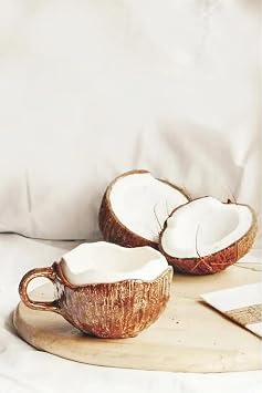 ARVALE El Yapımı Coconut Kupa 350 ml Estetik Kahve Fincanı