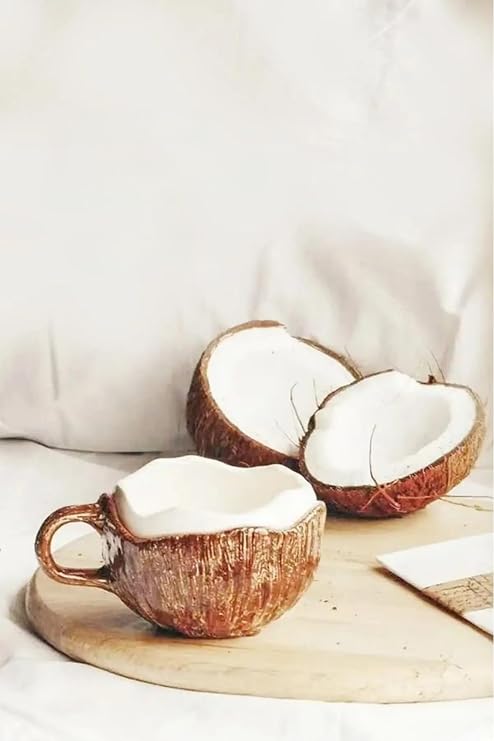 ARVALE El Yapımı Coconut Kupa 350 ml Estetik Kahve Fincanı