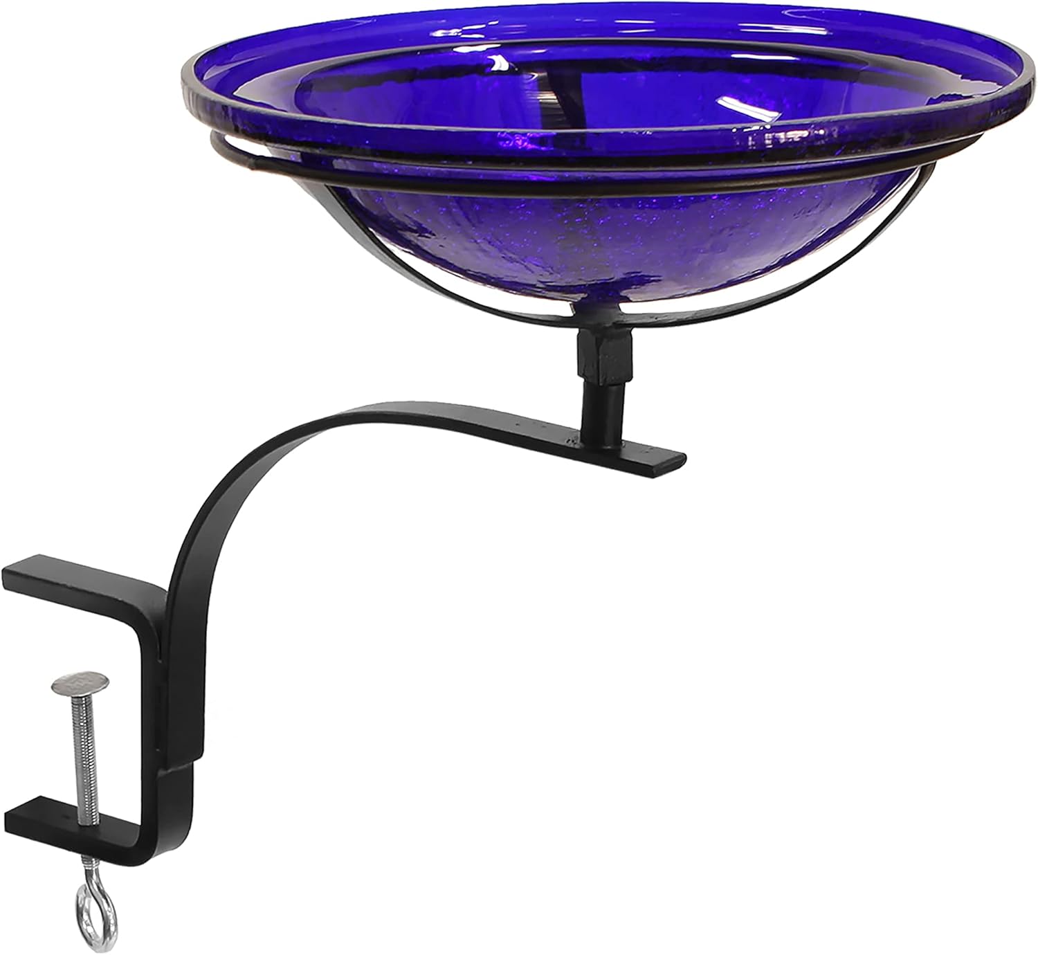 Achla Designs 201-2020 12 Inch Cobalt Blue Crackle Rail Mount Bracket Birdbath