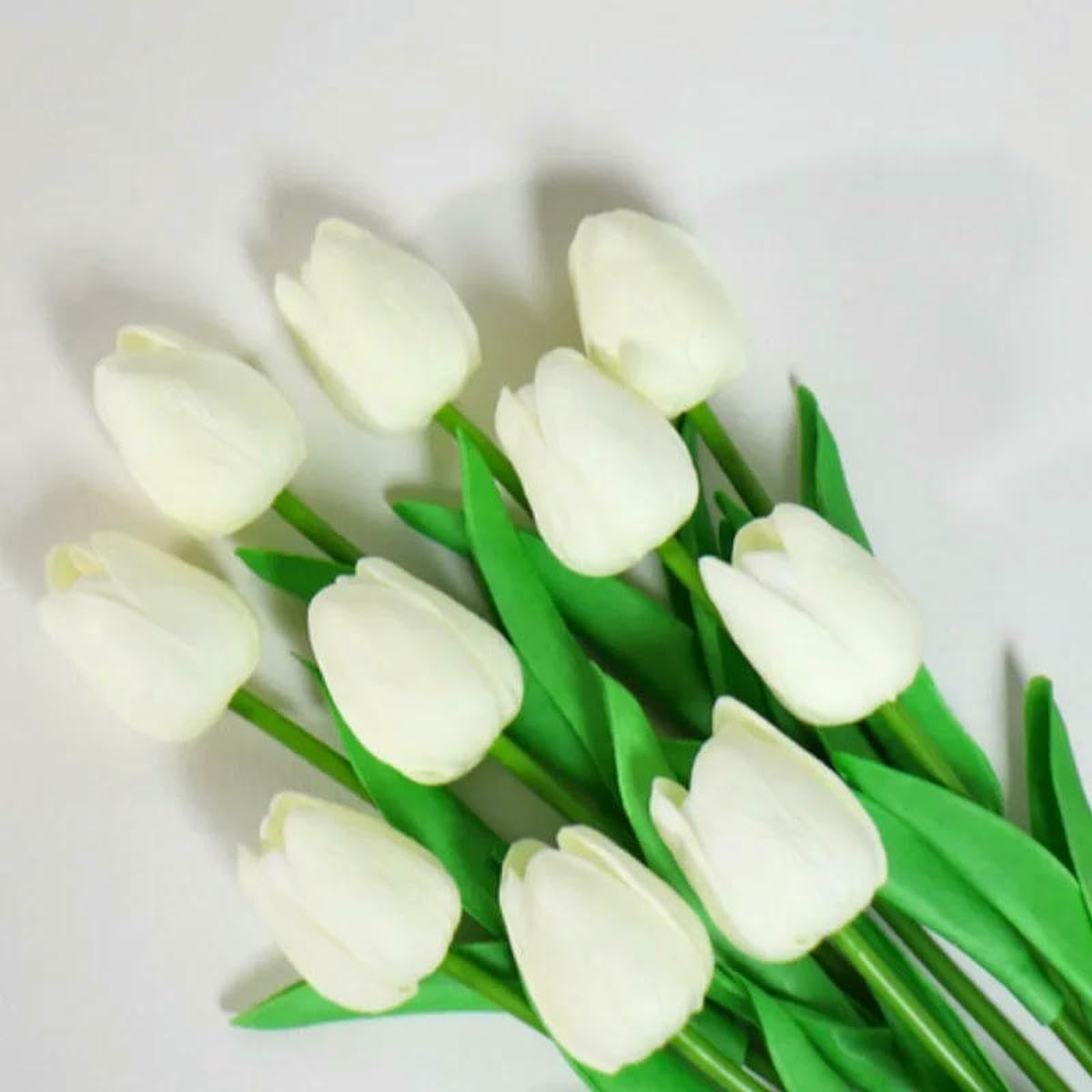 AYHTUD 1/3/5 Tulips Artificial Flowers Real Touch Flowers Bouquet Decor Fake Tulips Flower for Home Wedding Decorations-Cream-3pcs